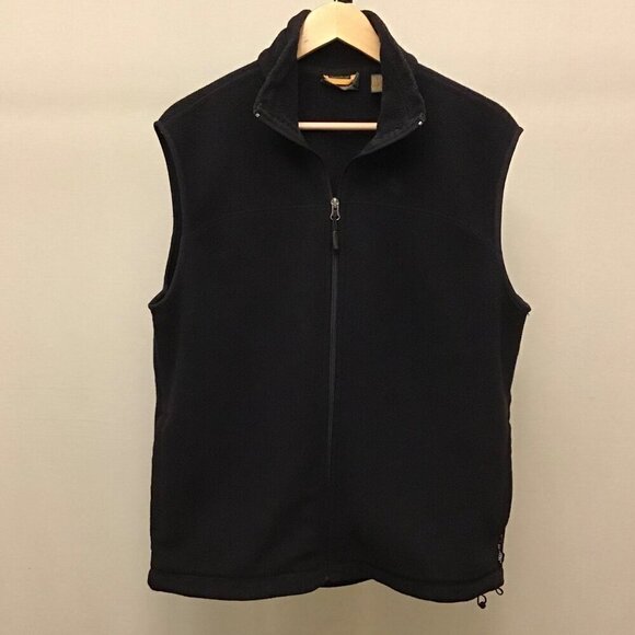 Timberland Large Polartec Men’s Fleece Vest Full Zip Pockets Black - Picture 2 of 10